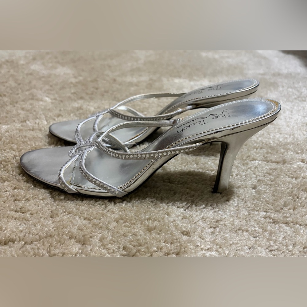 3 1/2 Inch Silver Rhinestone Heels